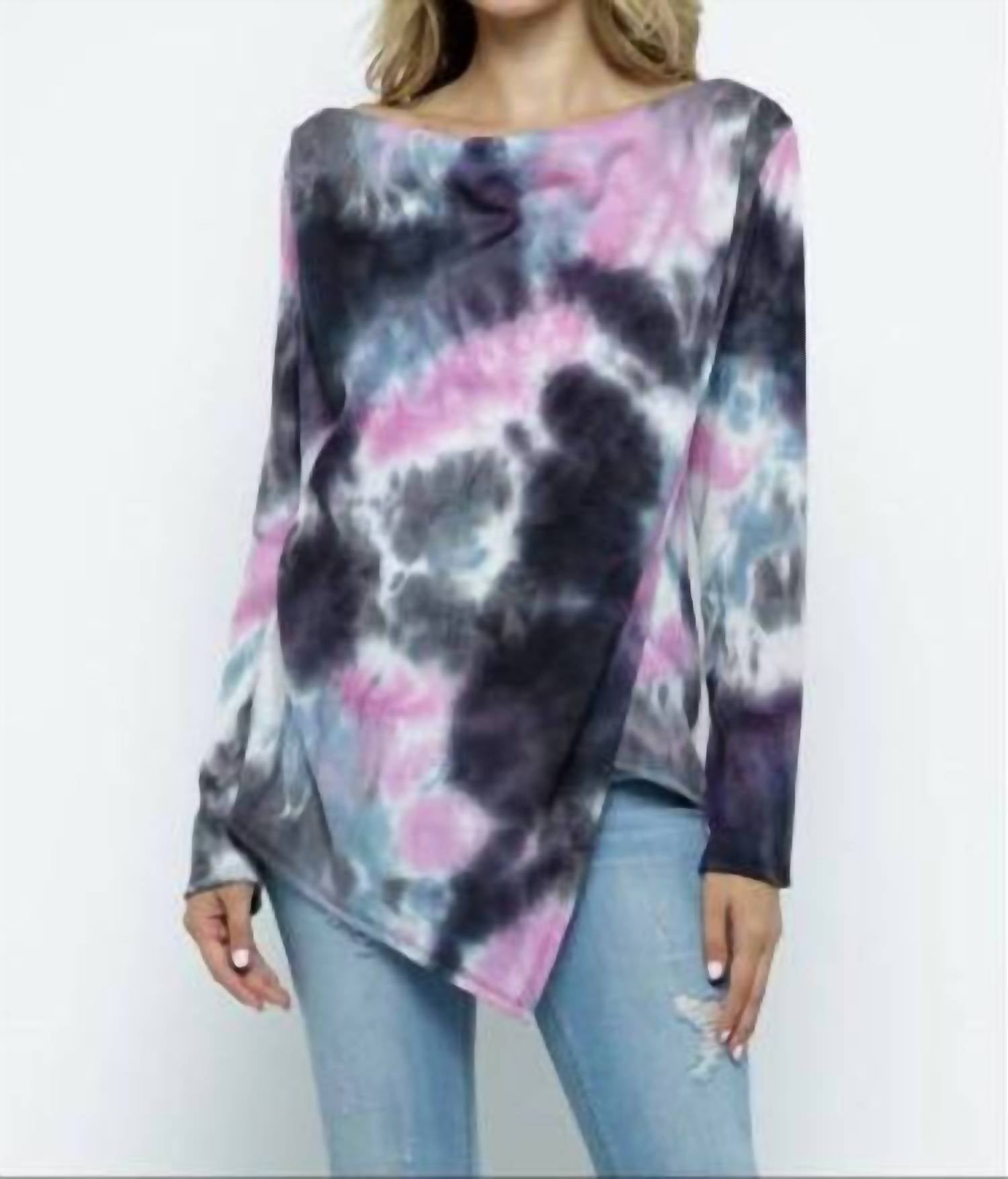 Ellis - Cowl Asymmetric Tie Dye Top