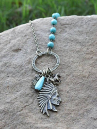 Pink Panache Women's Inspirational Ring With Indian Charm Necklace in turquoise - women's jewelry