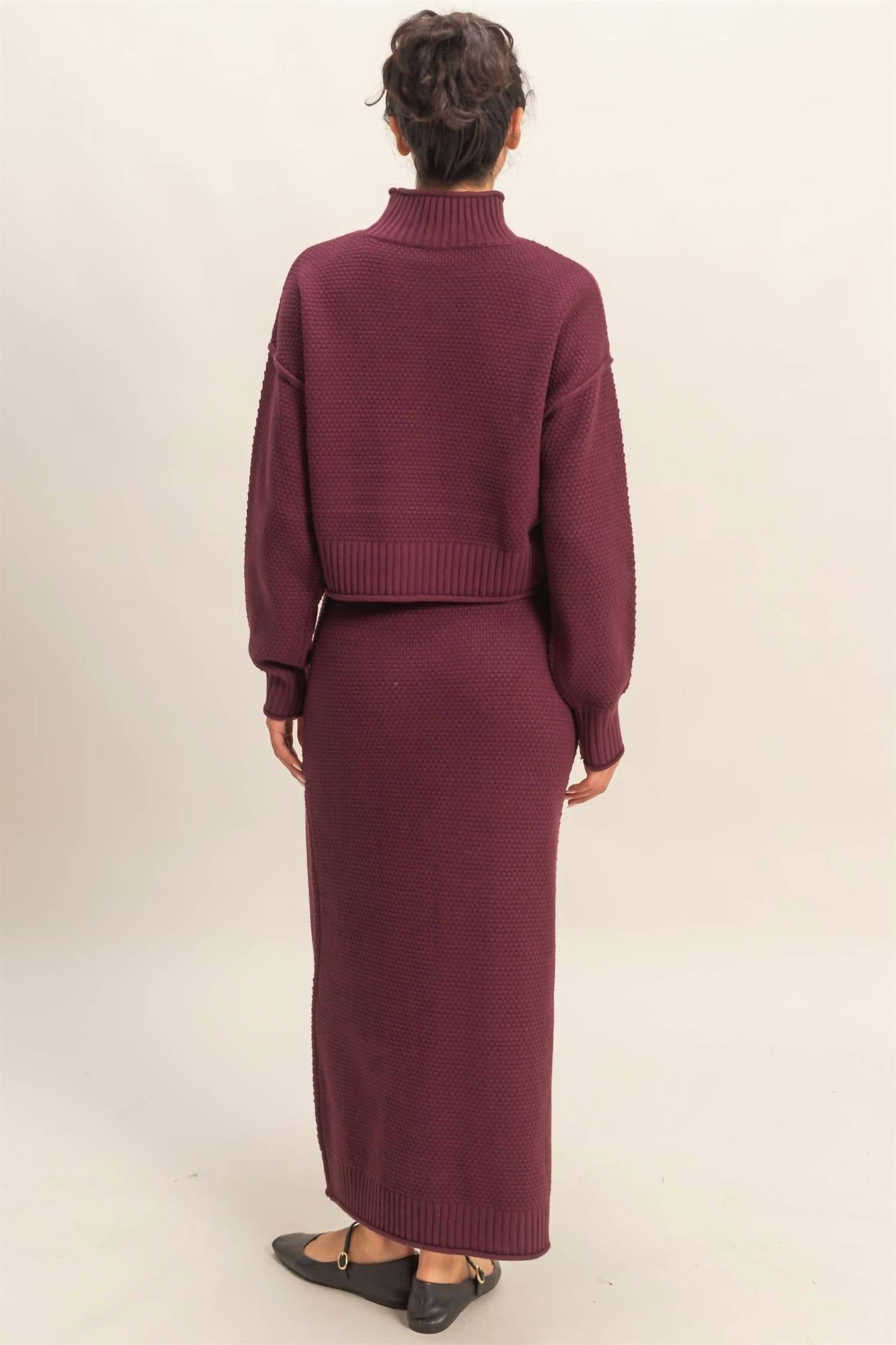 Hyfve - Textured High Neck Sweater & Skirt Set