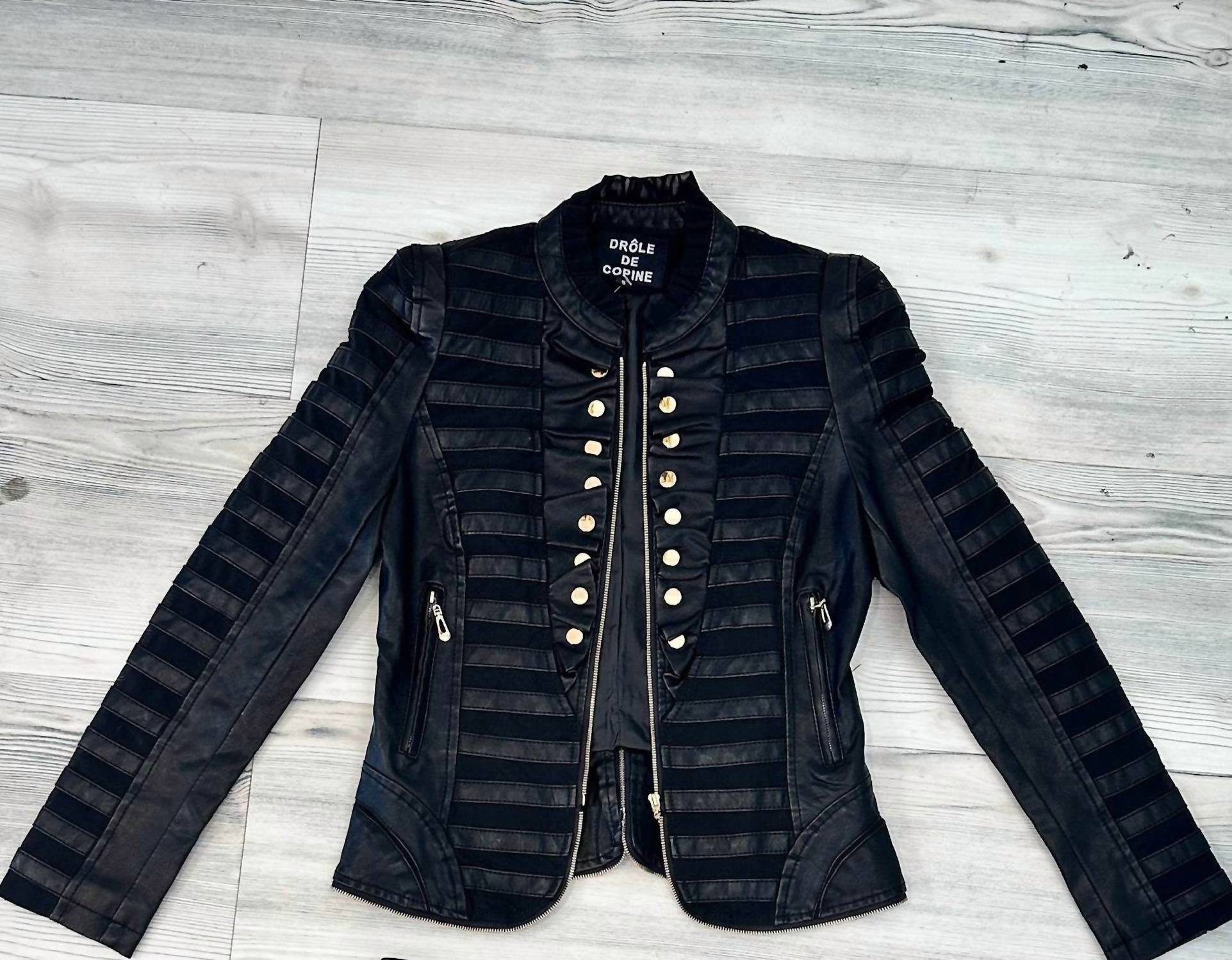 Belle D'Amour - Faux Leather Military Jacket