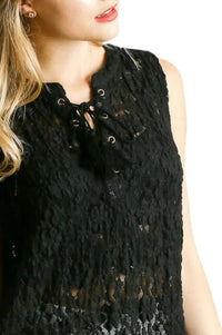 Umgee - Lace Up Sleeveless Lace Tunic