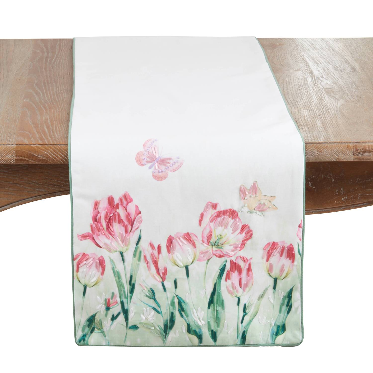 Saro Lifestyle - Floral Butterfly Decorative Table Runner