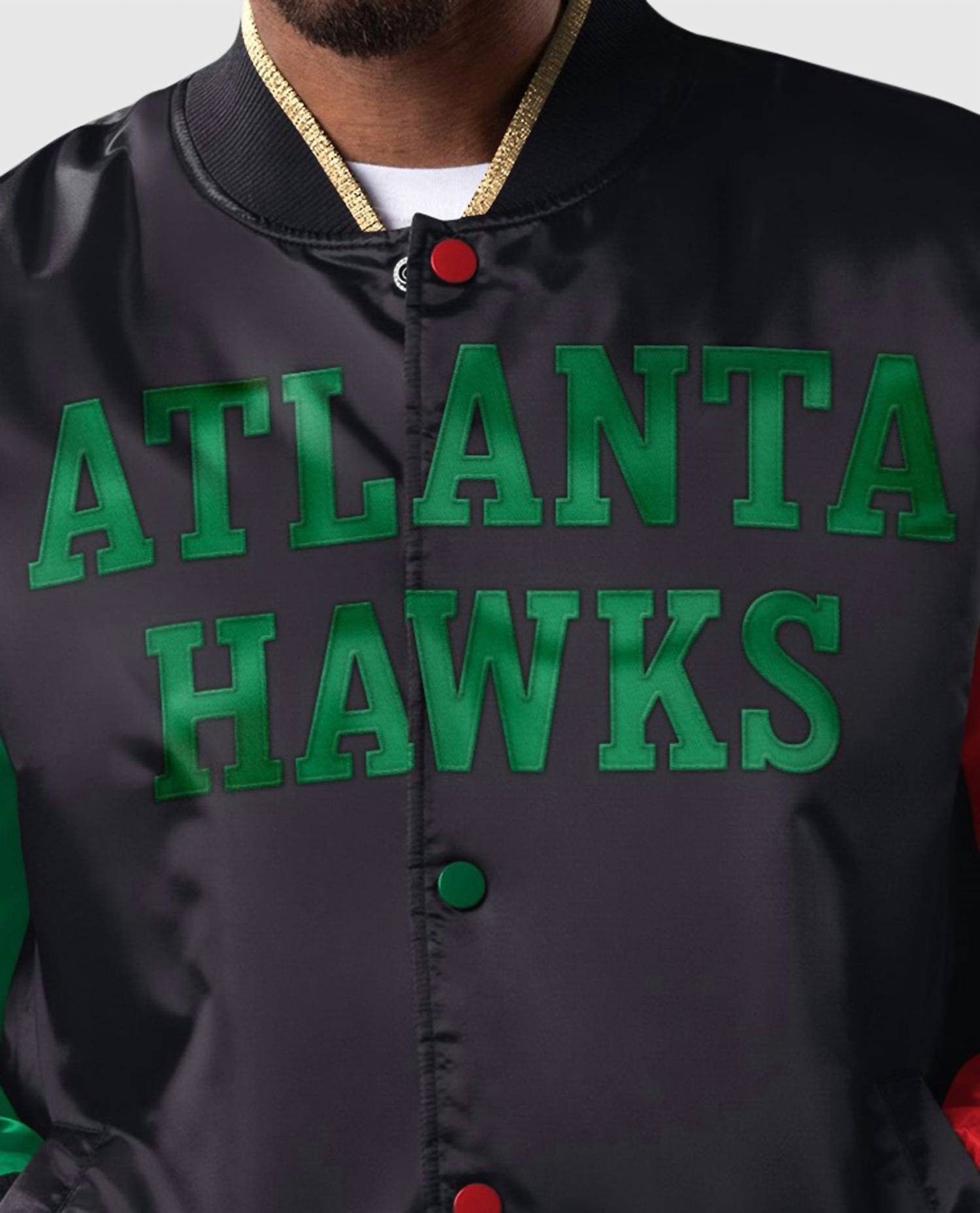 Starter - Men's Atlanta Hawks History Month Quilted Lining Satin Full-Snap Jacket