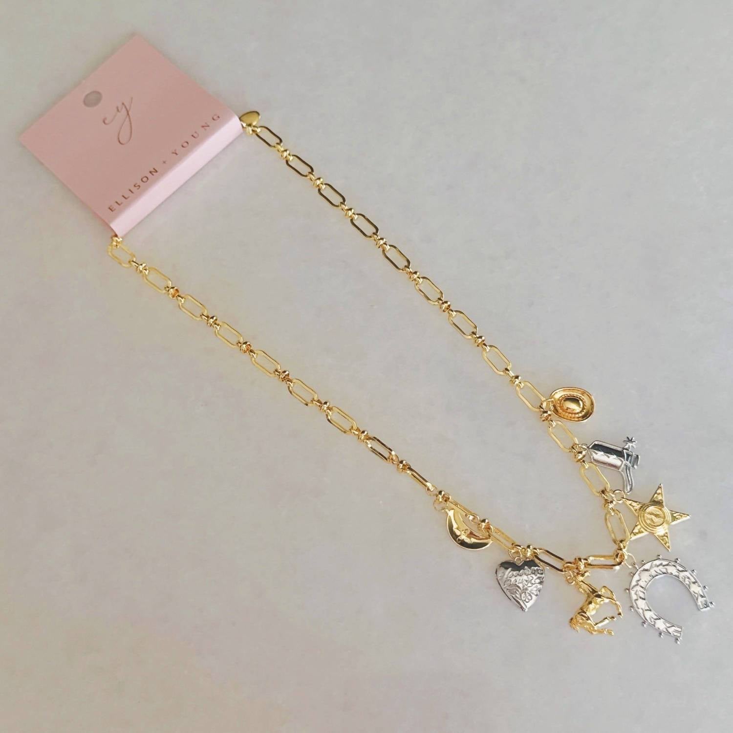 Ellison+Young Women's Wild Western Multi Charm Necklace in gold - women's jewelry - alternate view