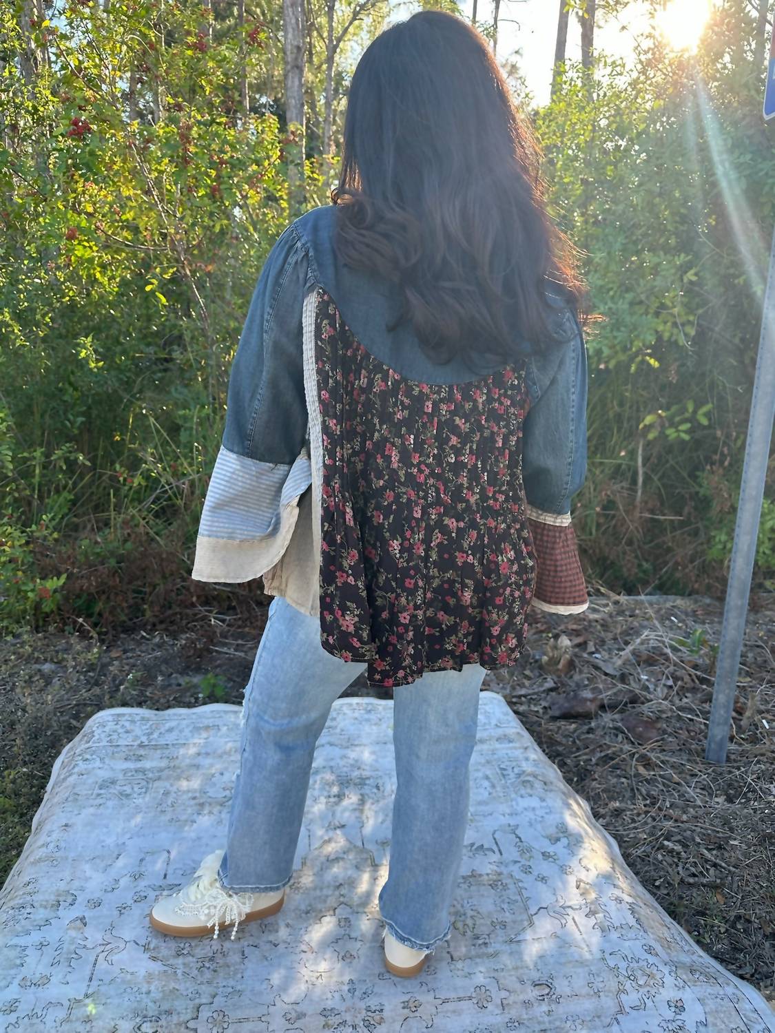 Young Threads - Boho Western Pintuck Denim Top