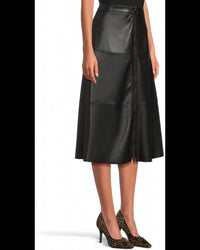 Elliott Lauren Zippered Vegan Leather Skirt in black - women's skirt - detail view