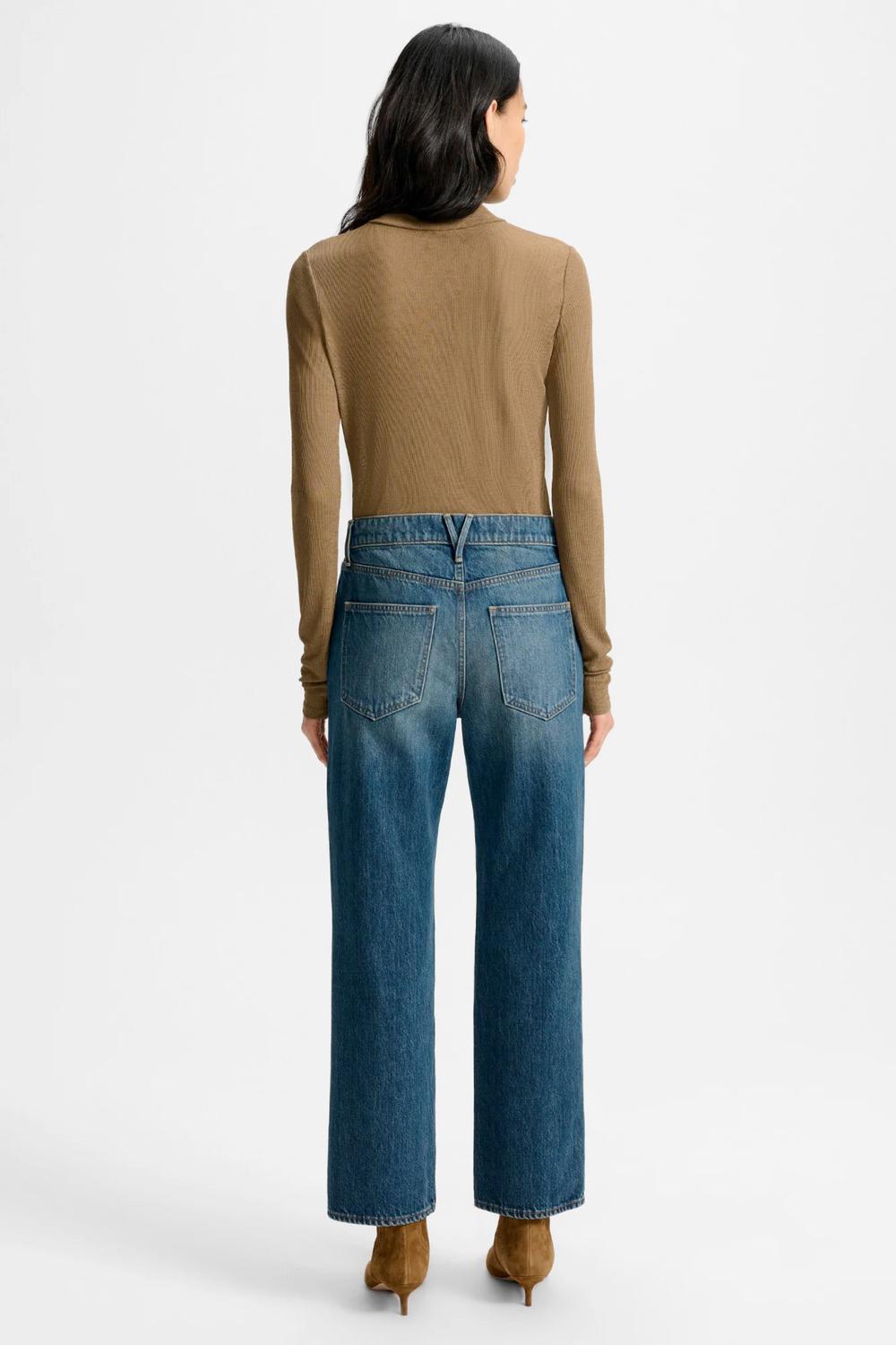 Veronica Beard Leah Mid Rise Straight Jeans in equinox blue - women's jeans - alternate view