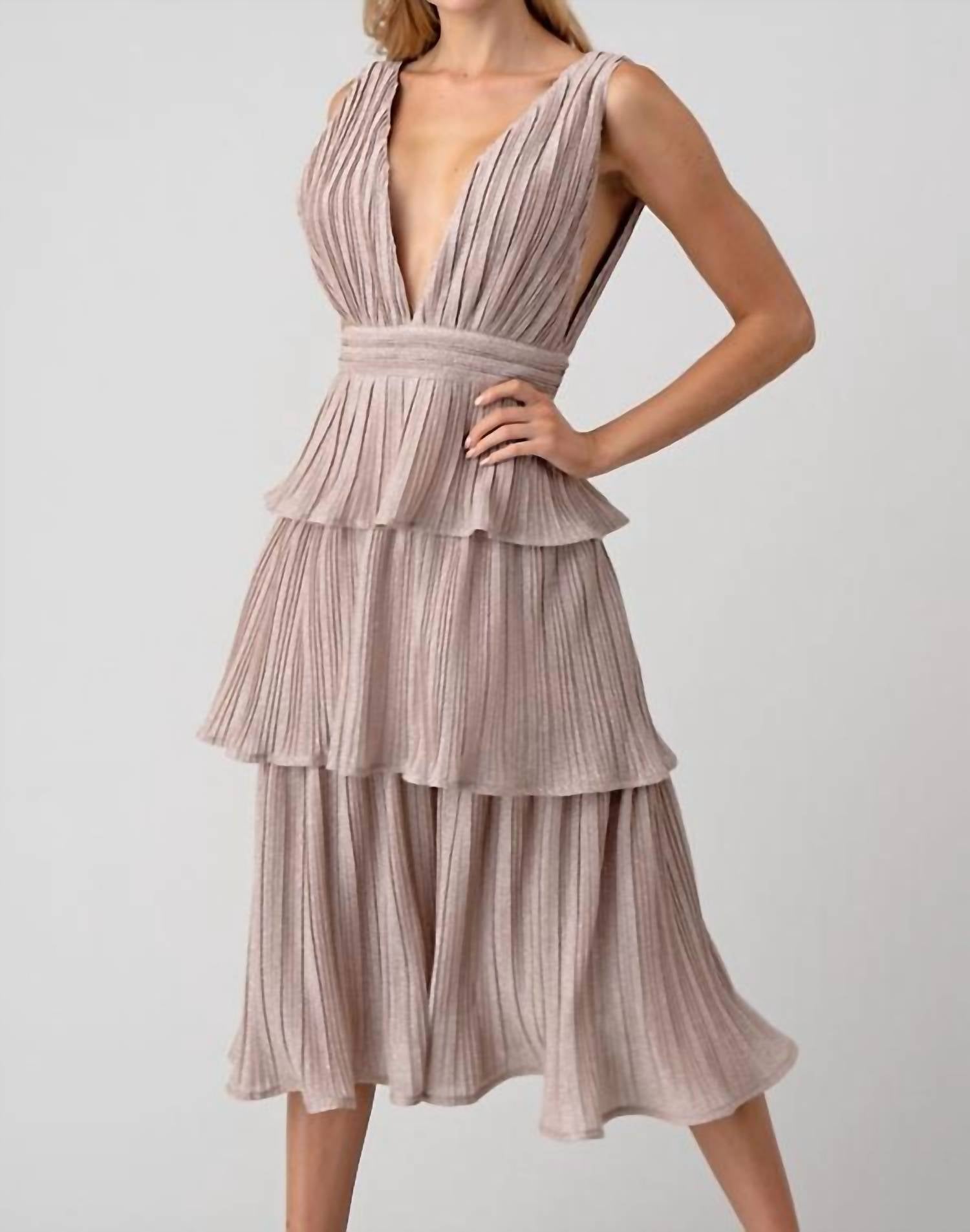Minuet - 3 Layer Lurex Knit Midi Dress