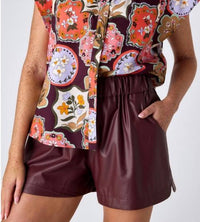 Crosby by Mollie Burch Vegan Leather Cailan Shorts in fig - women's shorts - detail view