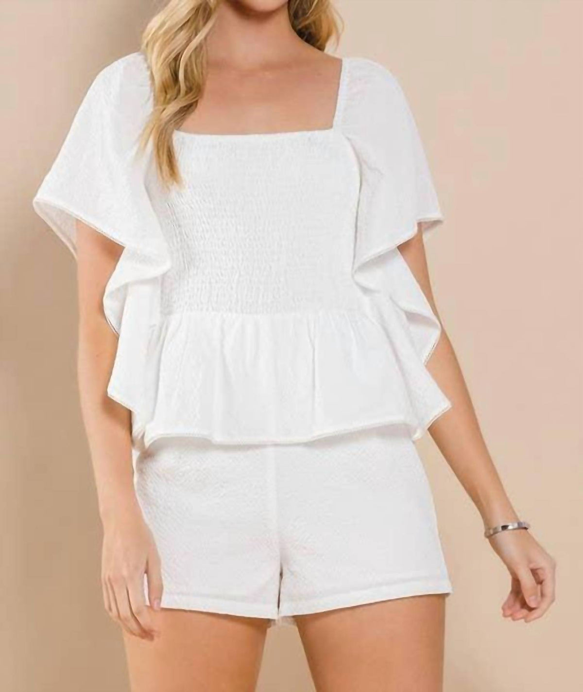 Tcec - Peplum Style Short Sleeve Romper