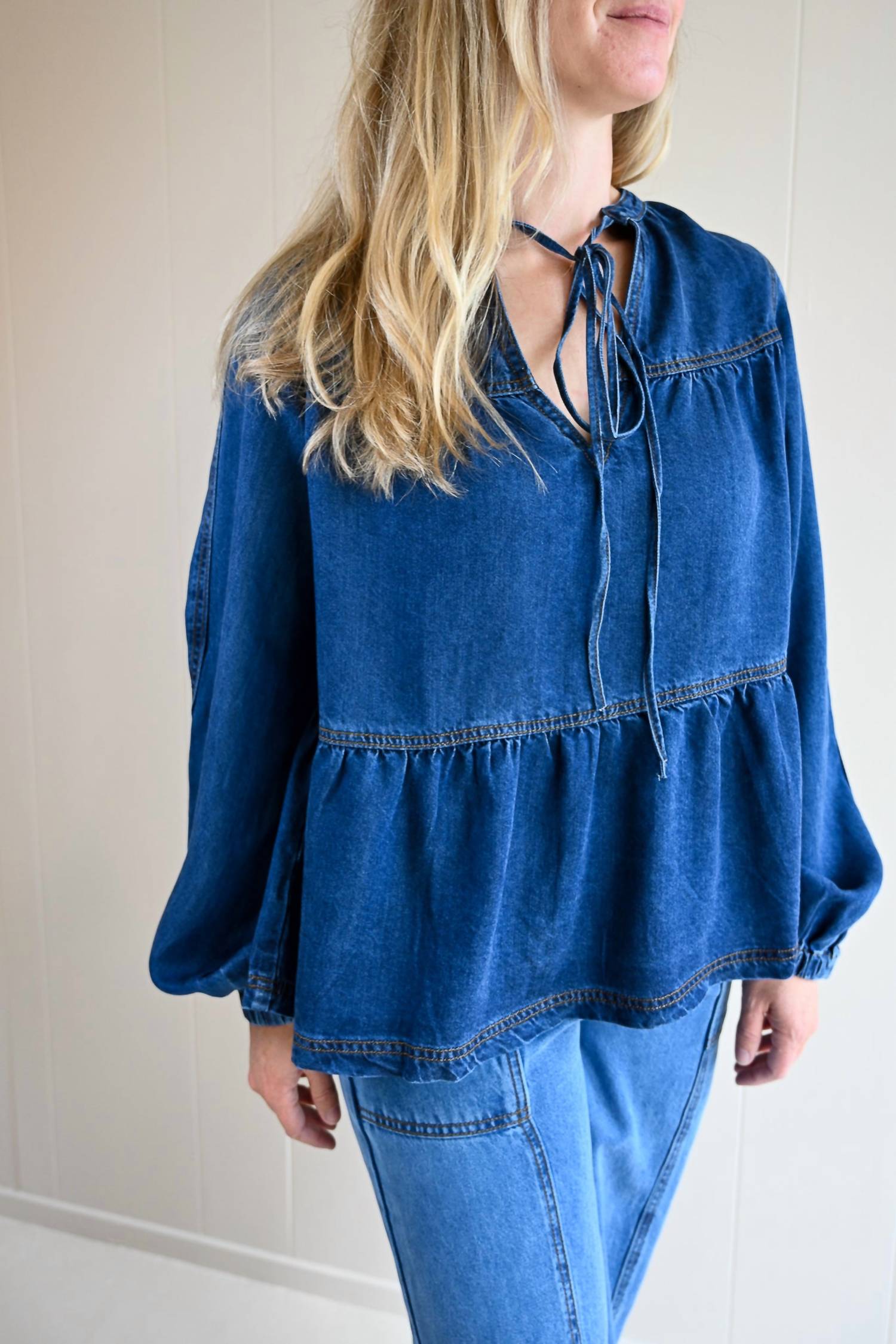 Frnch - Women's Quarterdeck Denim Tie Top