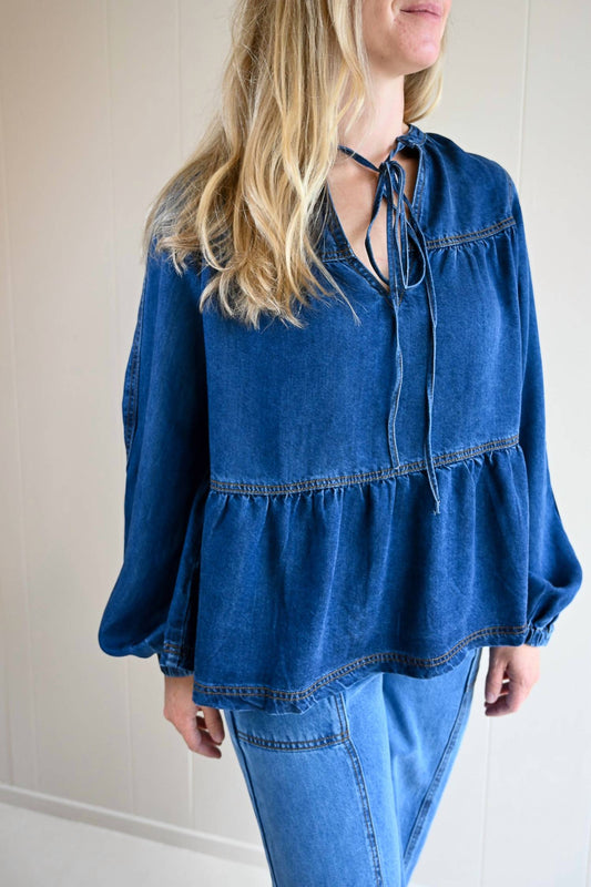 Frnch - Women's Quarterdeck Denim Tie Top