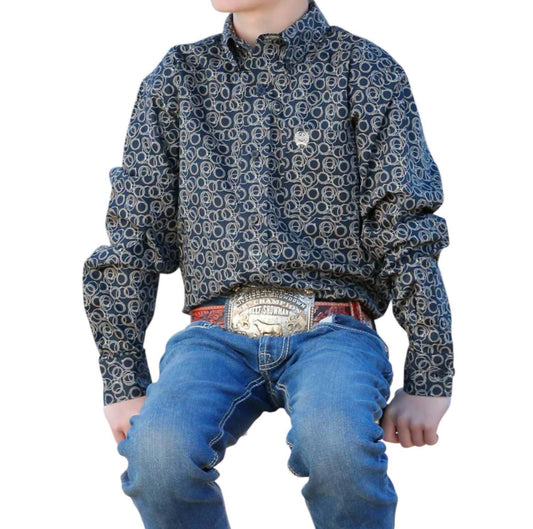 Cinch - Long Sleeve Geometric Print Button Down