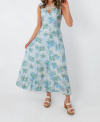 In February - Watercolor Nymphéas Floral Midi Dress