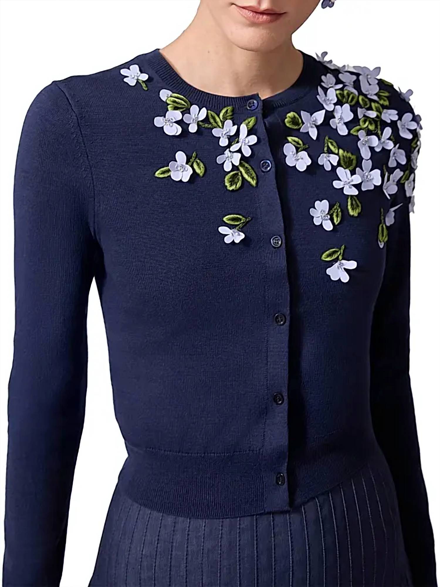 Carolina Herrera - Embroidered Threadwork Cardigan
