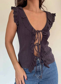 Et Clet - Tie Front Ruffle Top