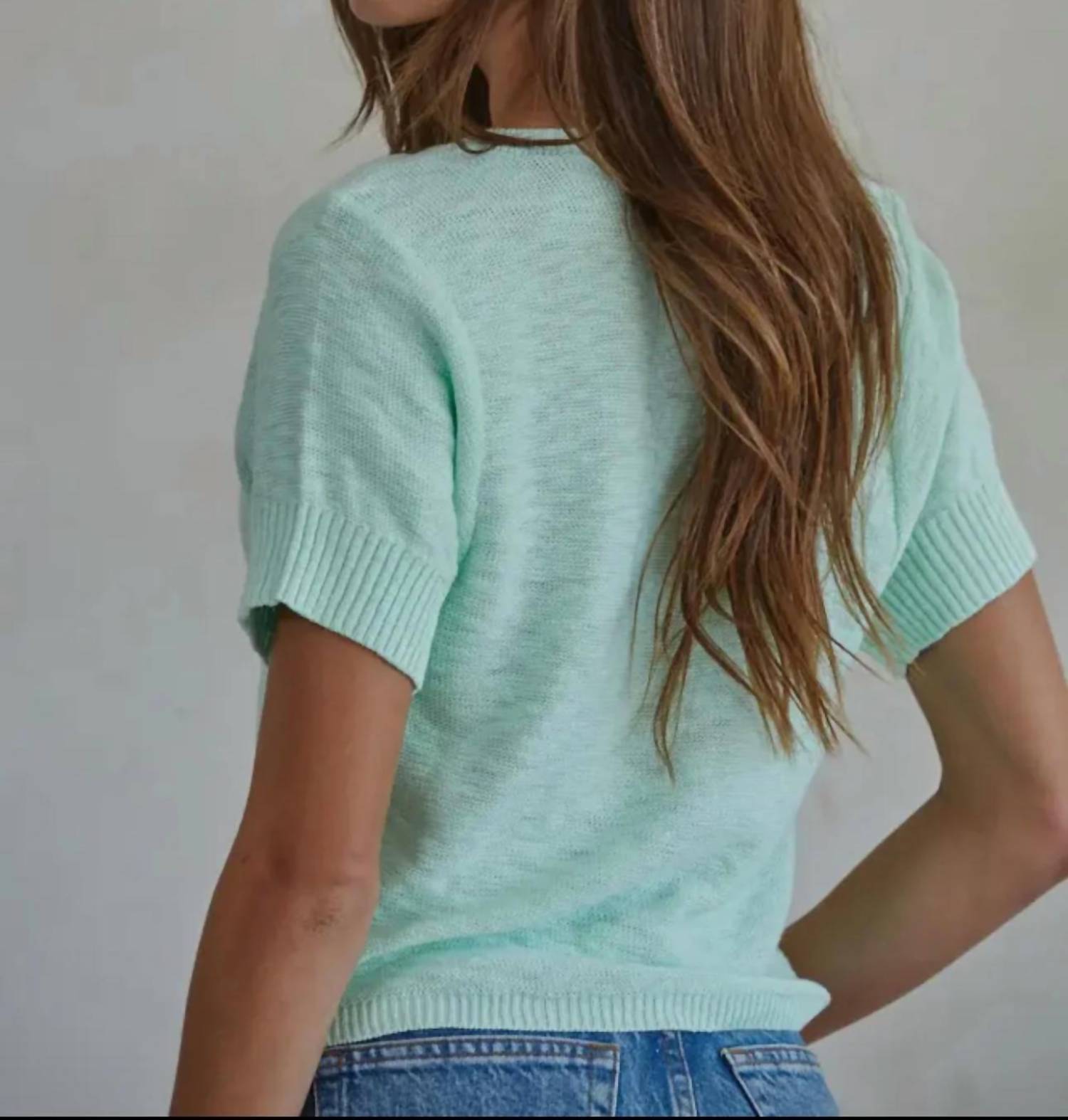 By Together - Knit Sweater Cotton Buttondown Short Sleeve Cardigan