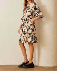 Polagram - Floral Print Tiered Button Up Dress