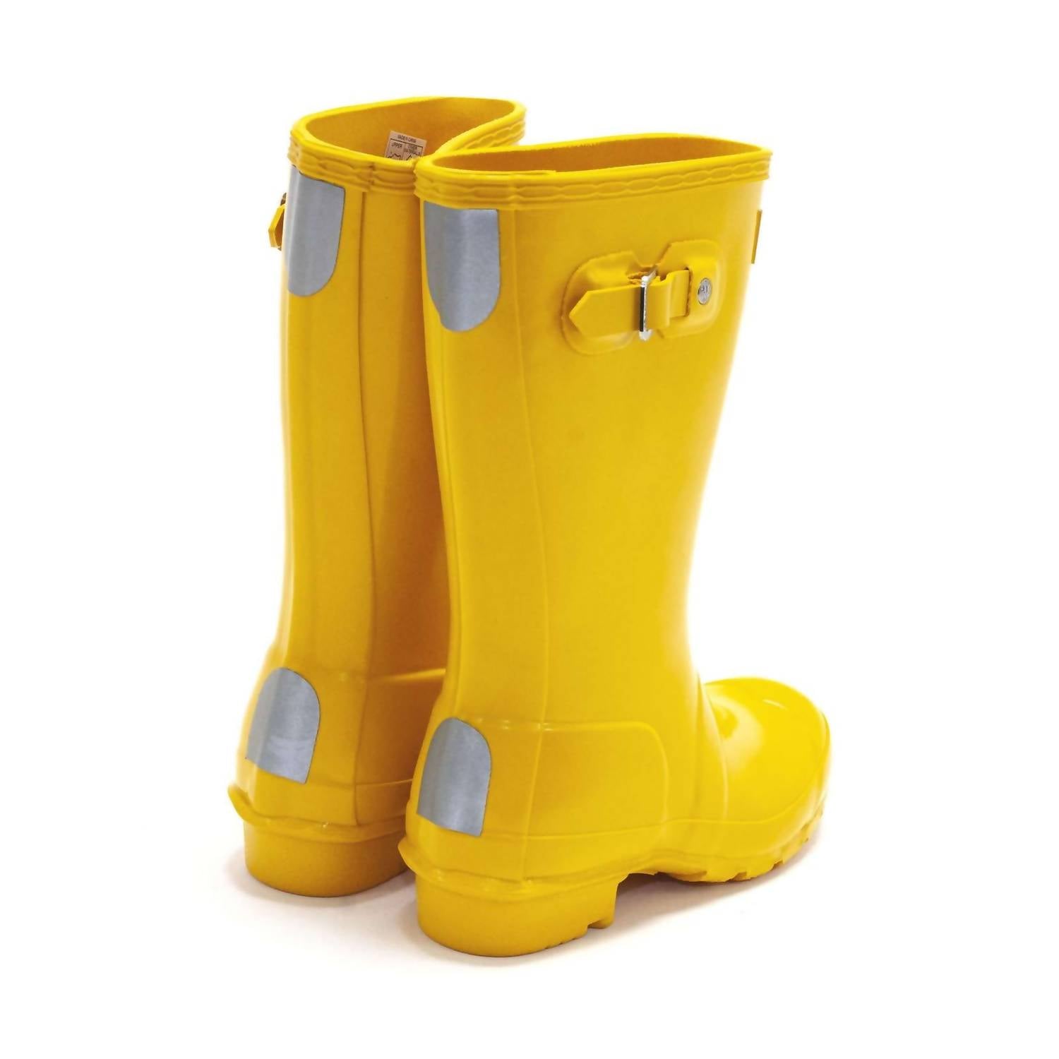 HUNTER Girls Gloss Rain Boot in yellow - kids' shoe - detail view
