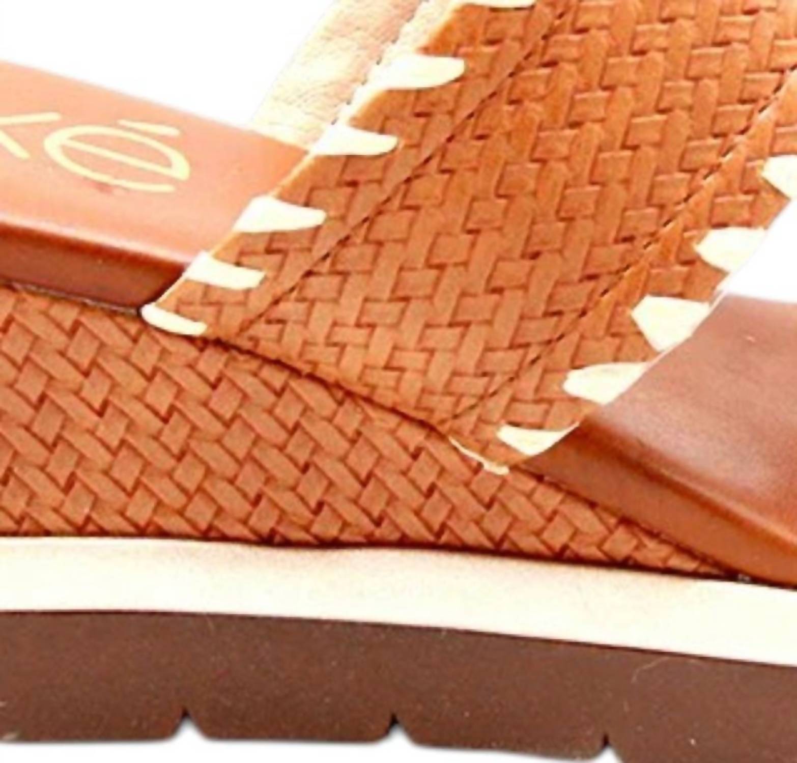 Exe Women's Ipanema Low Wedge Sandal in tan - women's sandal - detail view