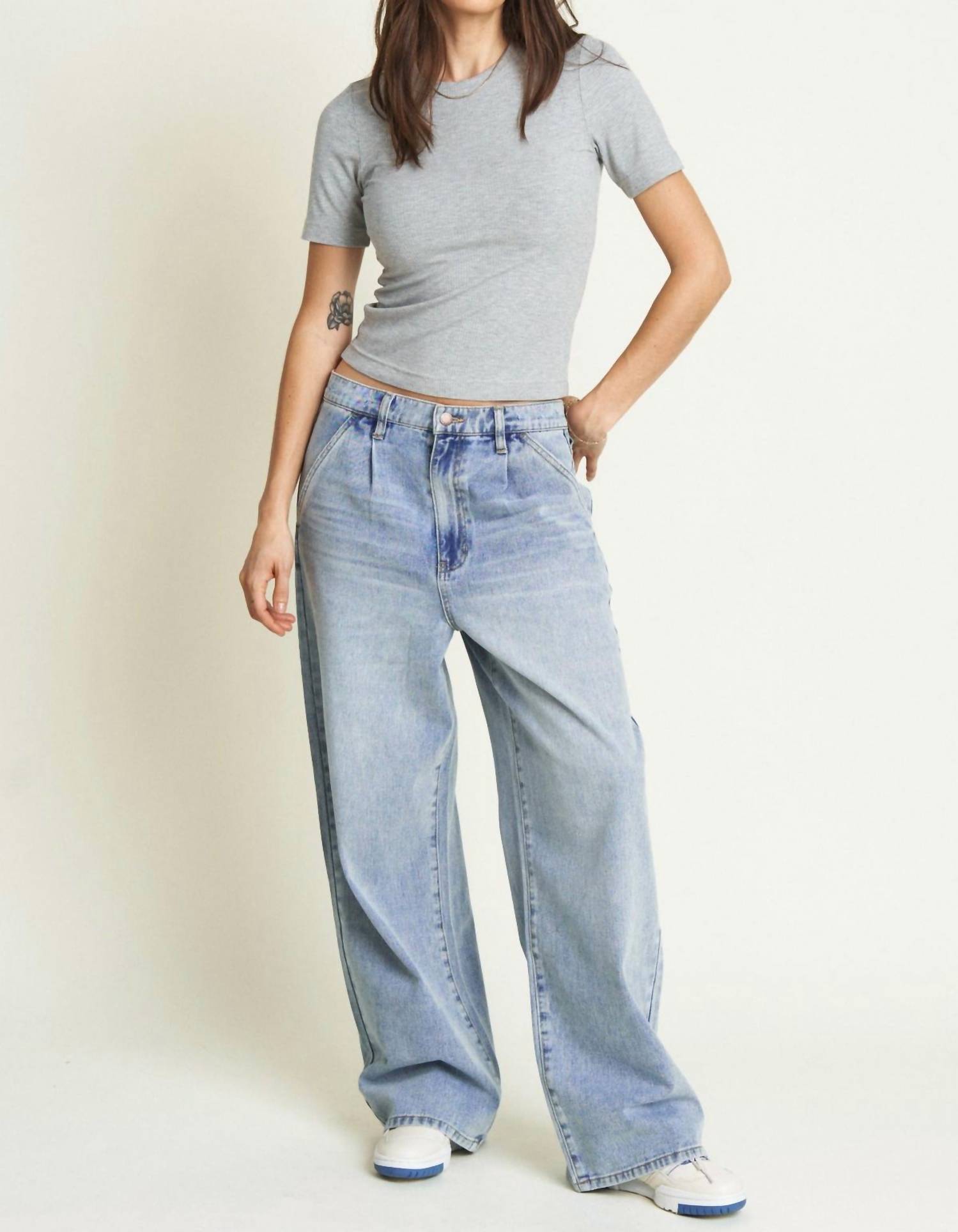 Oliver Logan - Thompson Low Slung Wide Leg Denim Trousers