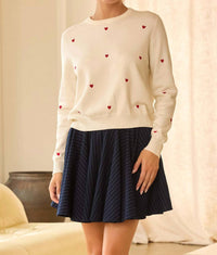 SKIES ARE BLUE Embroidered Heart Sweater in white - women's sweater
