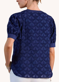 Current Air - Textured Star Pattern Short Sleeve Blouse