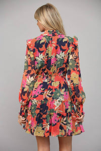 Fate Floral Keyhole Mini Dress in orange - women's dress - alternate view