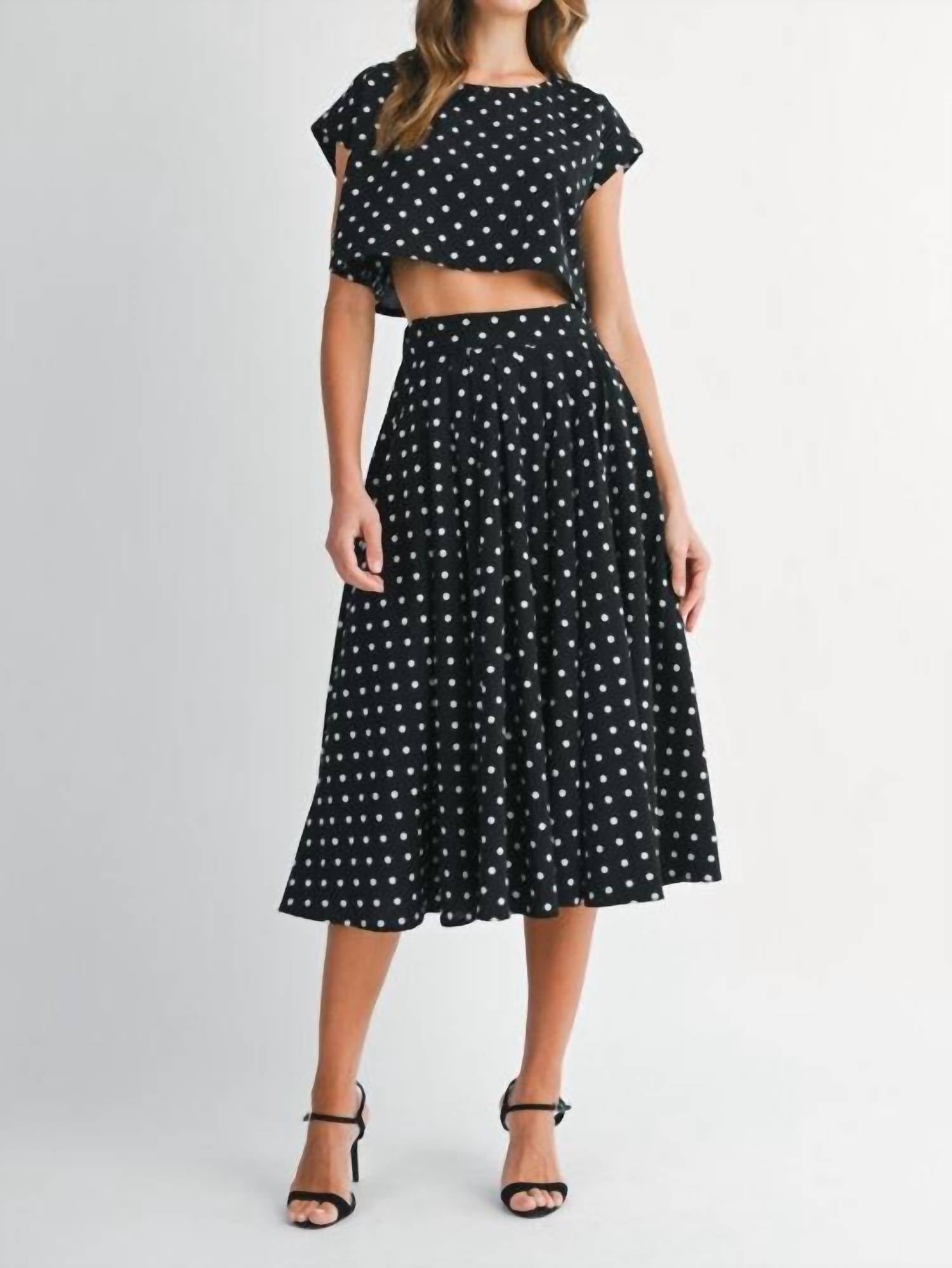 MABLE Edith Polka Dot Set in black - women's skirt - detail view
