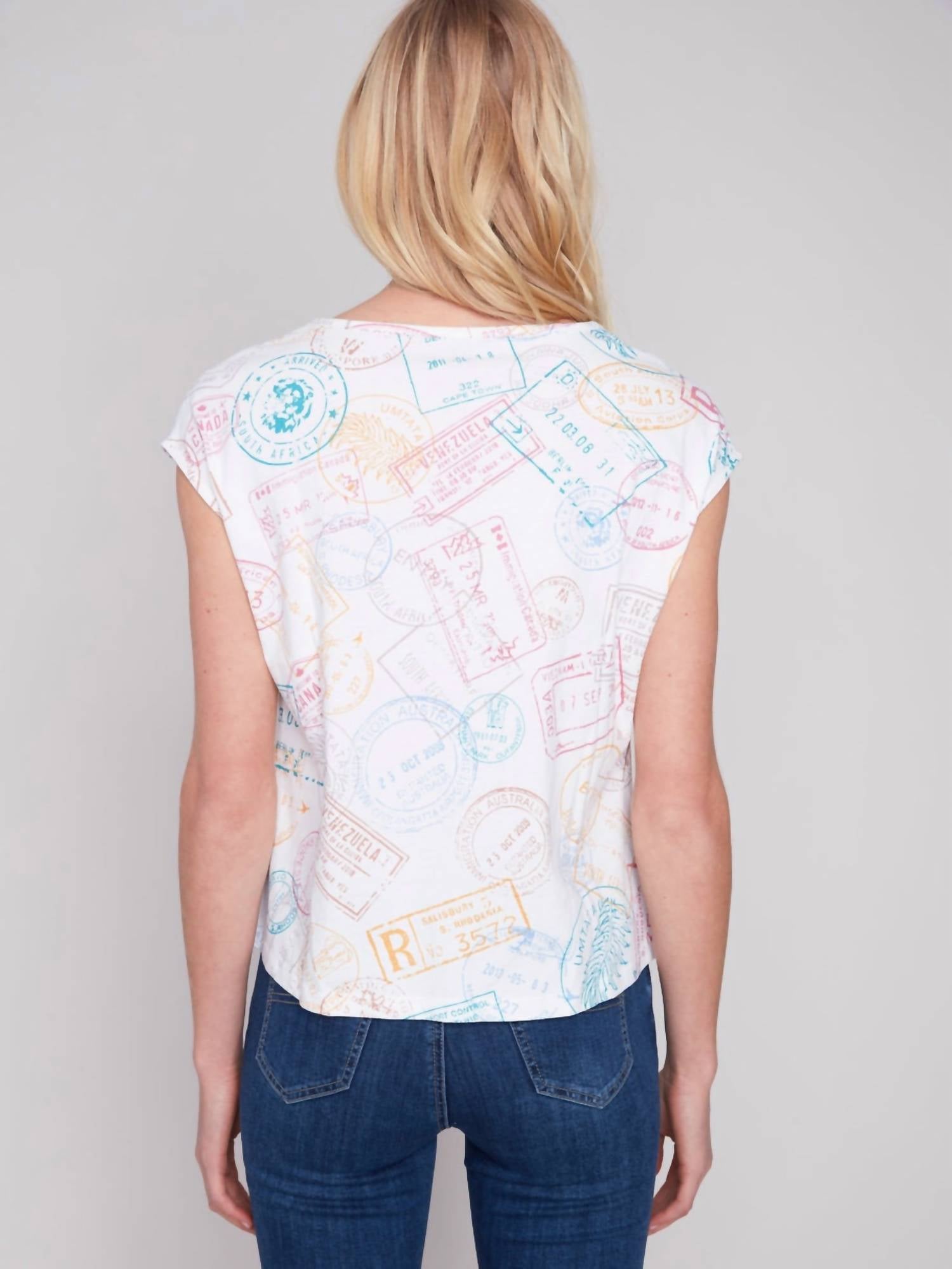 Charlie B - Printed Tie Front Top