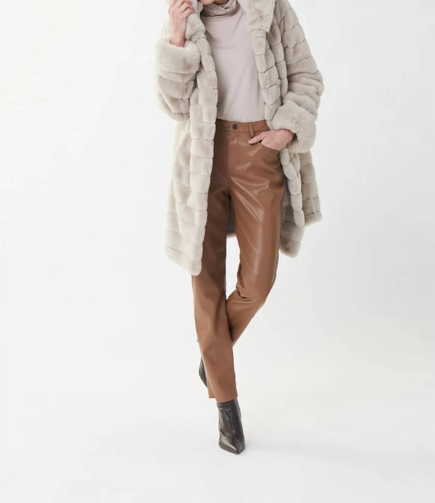 Joseph Ribkoff - REVERSIBLE FAUX FUR HOODED COAT