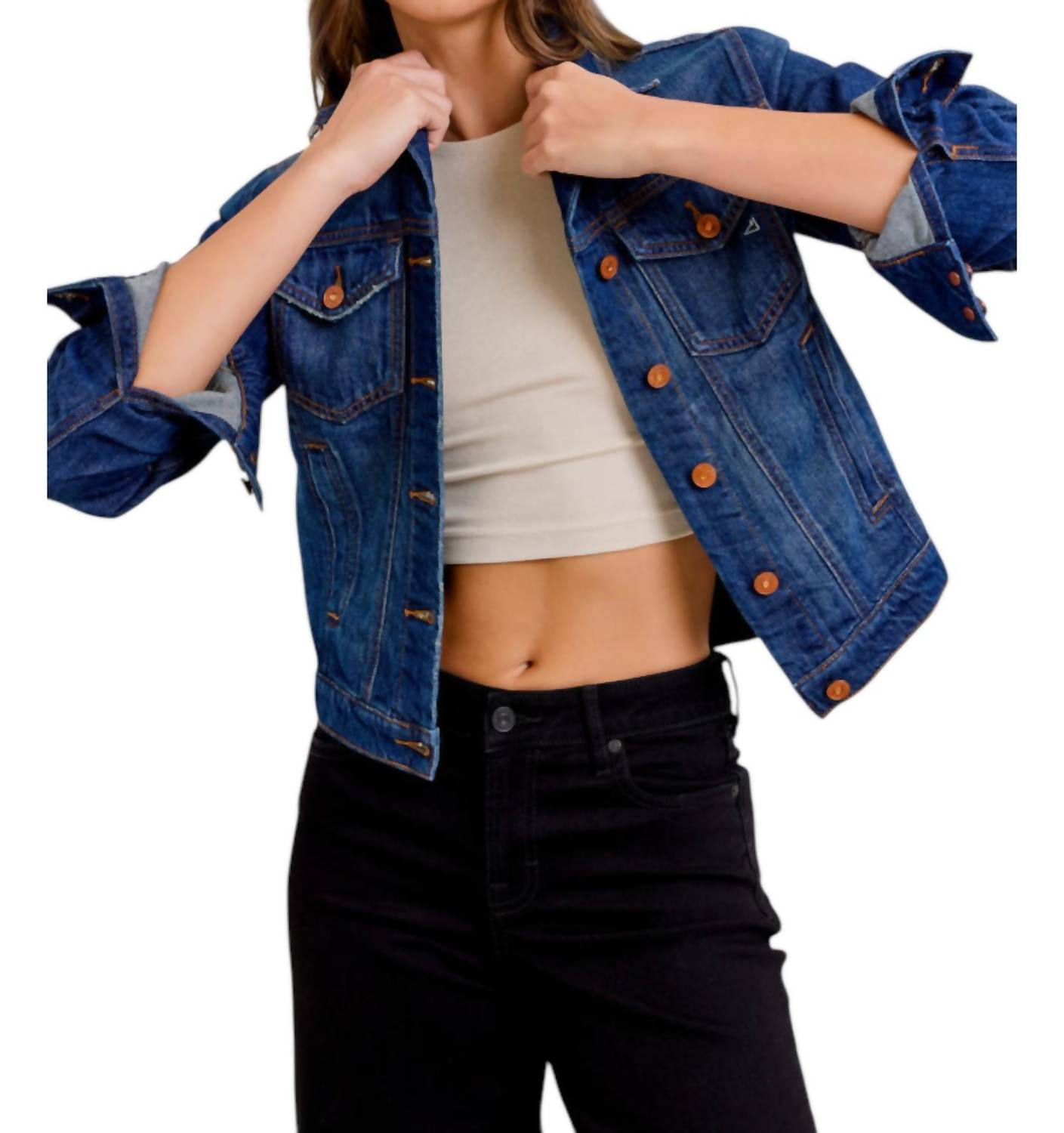 Hidden - No Collar Fashion Trucker Jacket