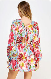 Strut & Bolt - V-Neck Back Tie Closure Mini Dress