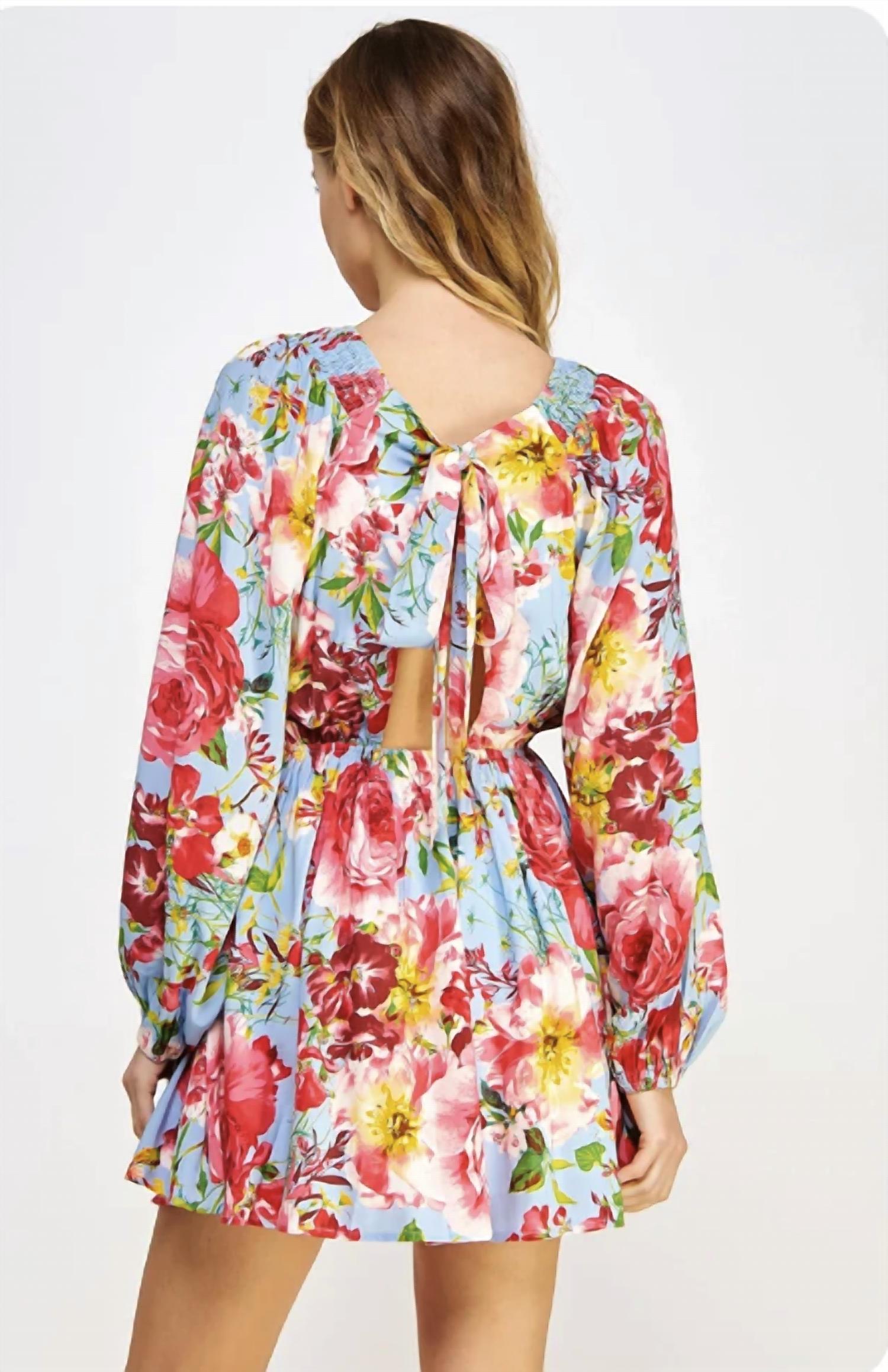 Strut & Bolt - V-Neck Back Tie Closure Mini Dress