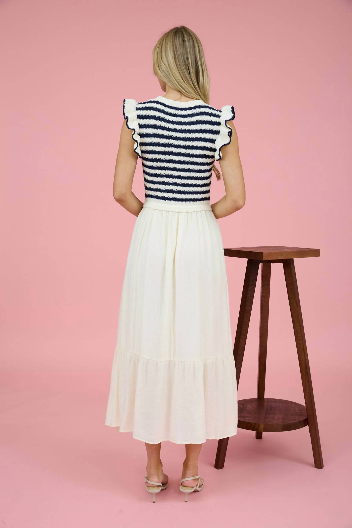 Zoe And Claire - Mixed Media Midi Dress