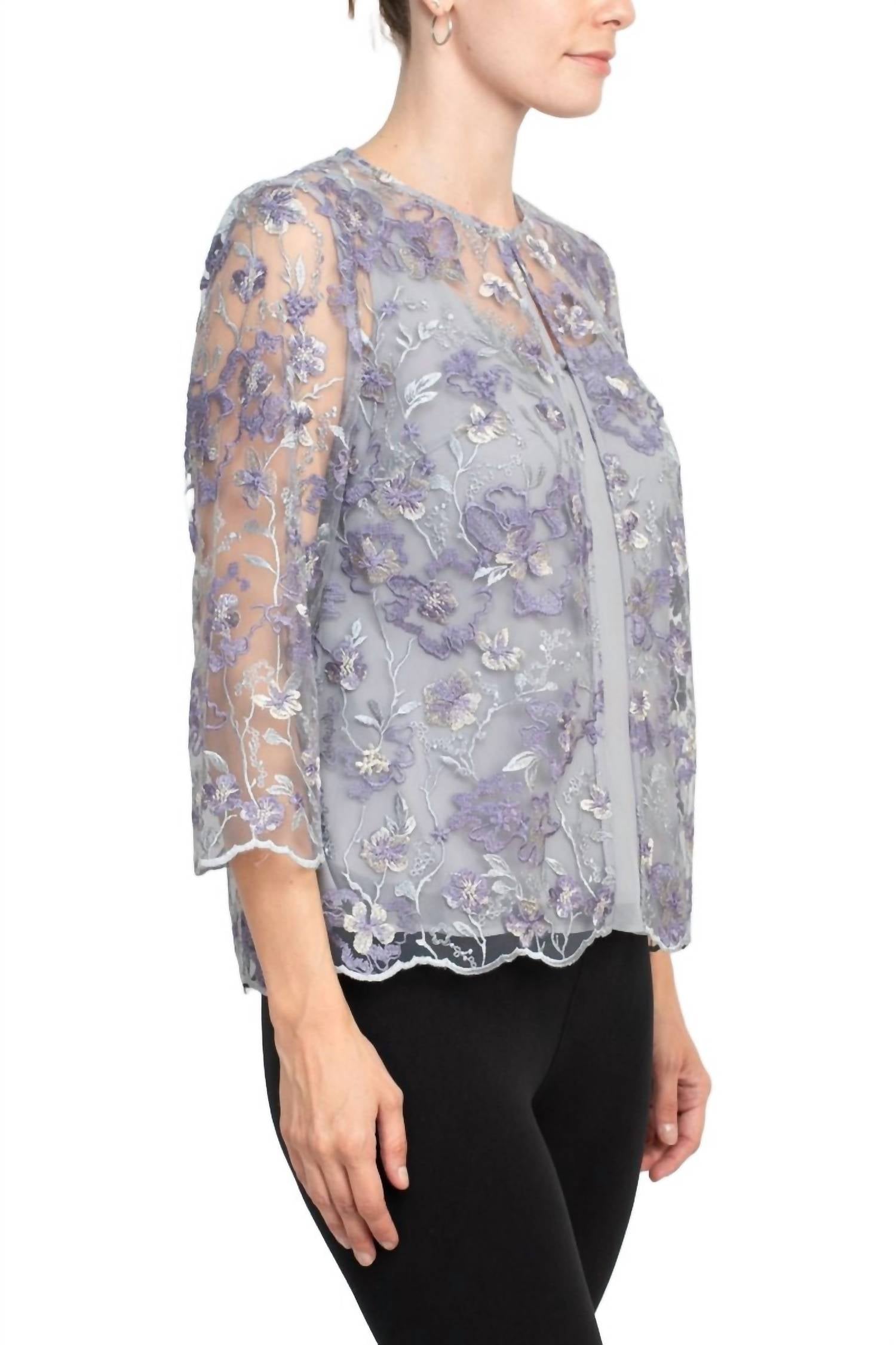 Alex Evenings - Women's Embroidered Twinset Jacket