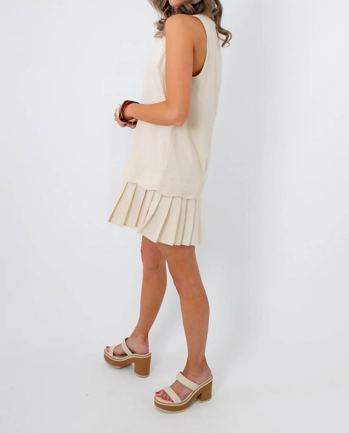 Heyson - Reese Linen Pleat Hem Mini Dress