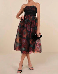 Lulus - Women's Splendidly Yours Organza Mesh Strapless Midi Dress
