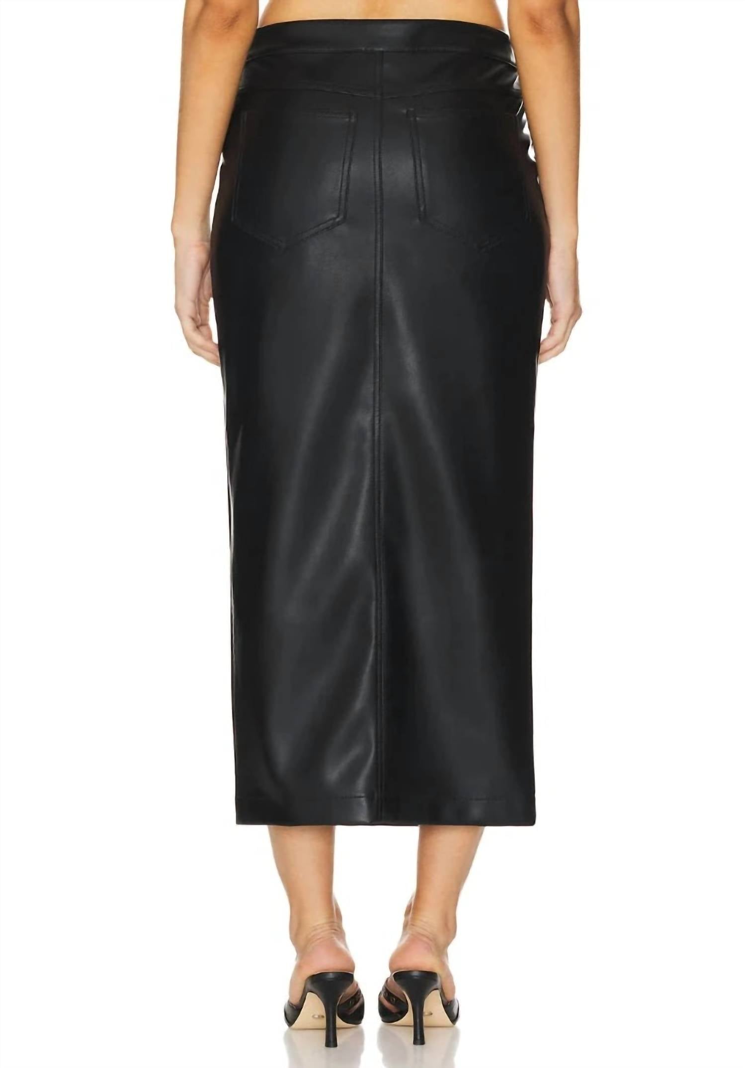 heartloom Charice Faux Leather Skirt in black - women's skirt - detail view