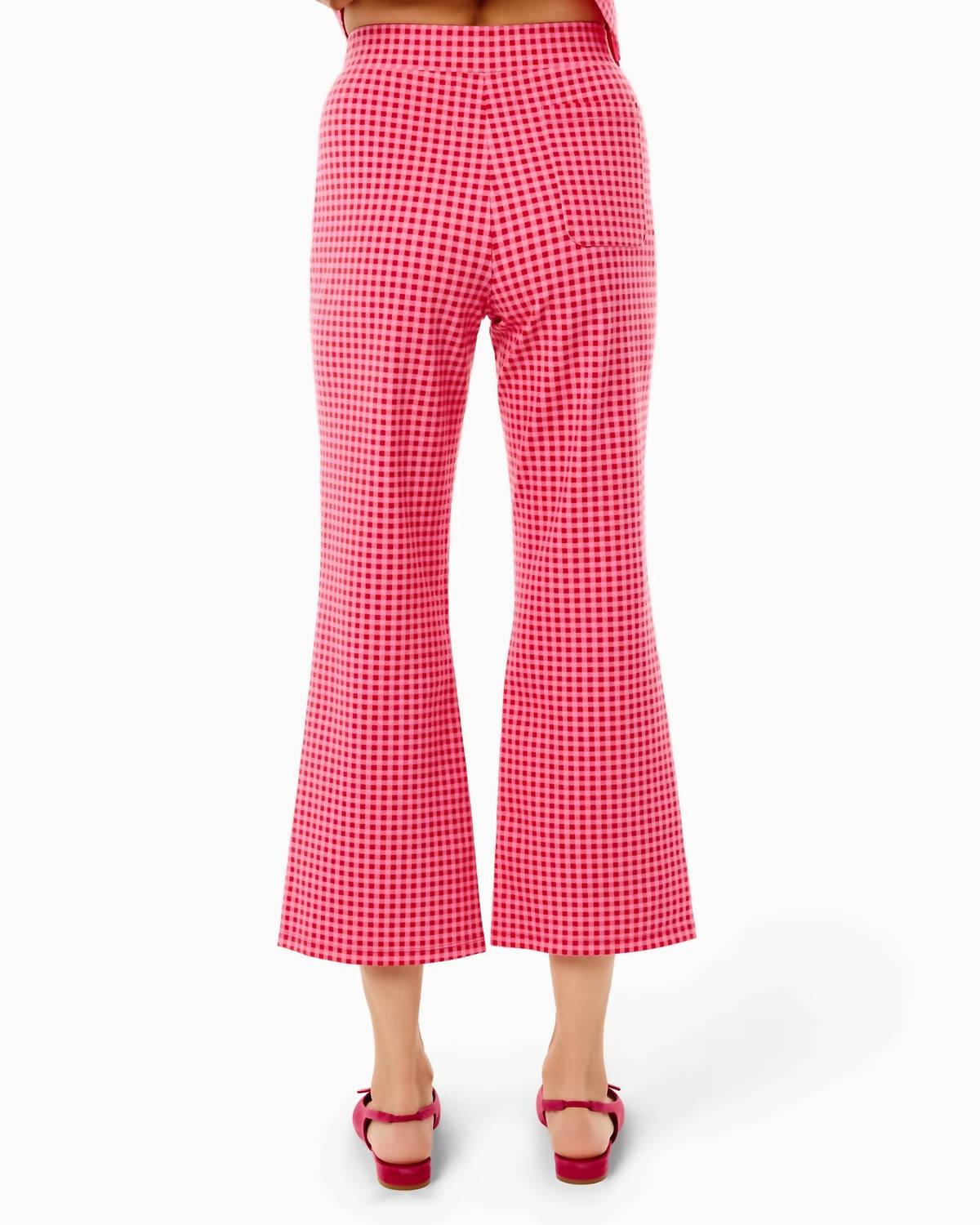 ADDISON BAY Ponte Waverly Pants in rose check - women's pants - detail view