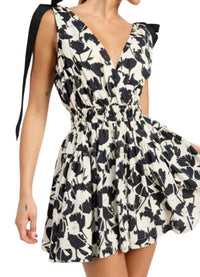 En Saison Laurel Mini Dress in black ivory - women's dress - alternate view