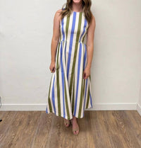 Entro - Striped Sleeveless Midi Dress