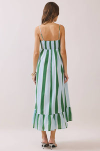 TCEC Stripe Smocked Maxi Dress With Pockets in green - women's dress - alternate view