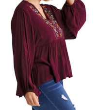 Umgee - Floral Embroidered Top - PLUS