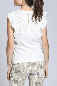 Apny - Crinkled Flutter Sleeve Top