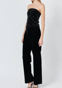 endless rose Velvet Rhinestone Bustier Top in black 1 - women's shirt - view 4