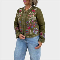 Johnny Was GLORIA LINEN BOLERO JACKET in martini olive - women's jacket