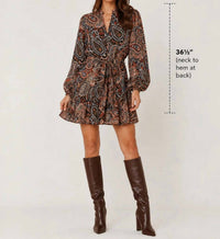Papillon - Women's Paisley Long Sleeve Dress