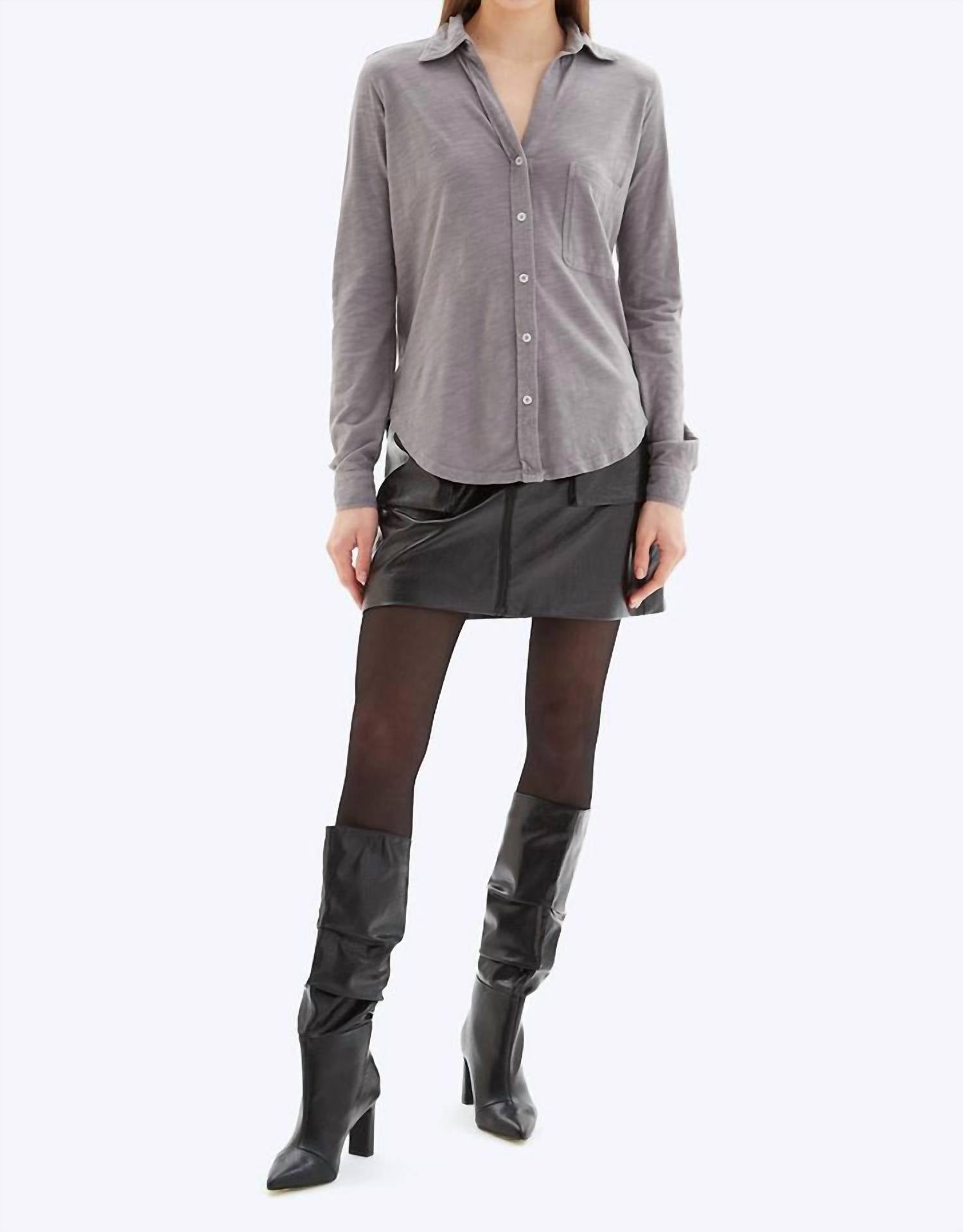 CHRLDR Amrat Jersey Blouse in graphite - women's blouse - alternate view