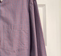 F/X Fusion Men's Long Sleeve Plaid Shirt in red blue - men's long sleeve top - detail view